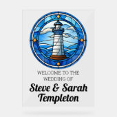 Welkom Trouwreceptie Teken Vuurtoren Nautisch Acryl Bord (Voorkant)