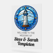 Welkom Trouwreceptie Teken Vuurtoren Nautisch Acryl Bord (Hoek)