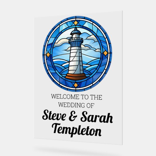 Welkom Trouwreceptie Teken Vuurtoren Nautisch Acryl Bord (Hoek)
