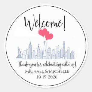 Welkom Trouwtas Minimalistisch New York City NYC Ronde Sticker
