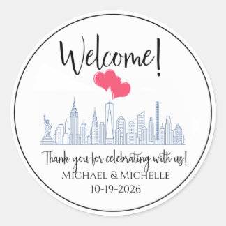 Welkom Trouwtas Minimalistisch New York City NYC Ronde Sticker