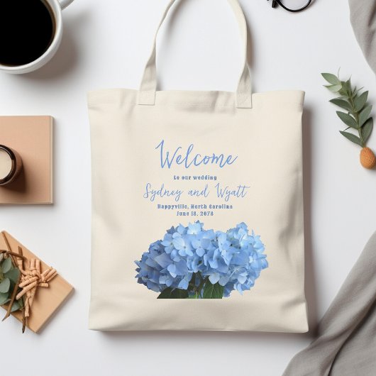 Welkom Trouwtassen Lichtblauwe Hortensia's Tote Bag