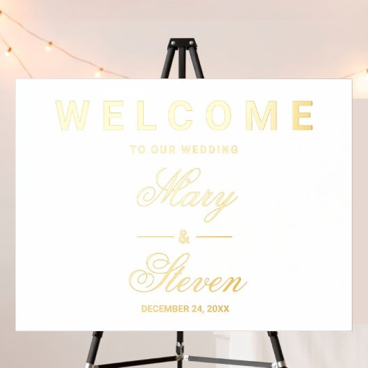 Welkom Trouwteken Goud Folie Afdrukken