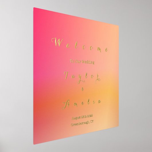 Welkom Trouwteken Zonsondergang Ombre Echte Gouden Folie Afdrukken (Laagn)