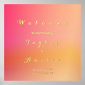 Welkom Trouwteken Zonsondergang Ombre Echte Gouden Folie Afdrukken (Voorkant)