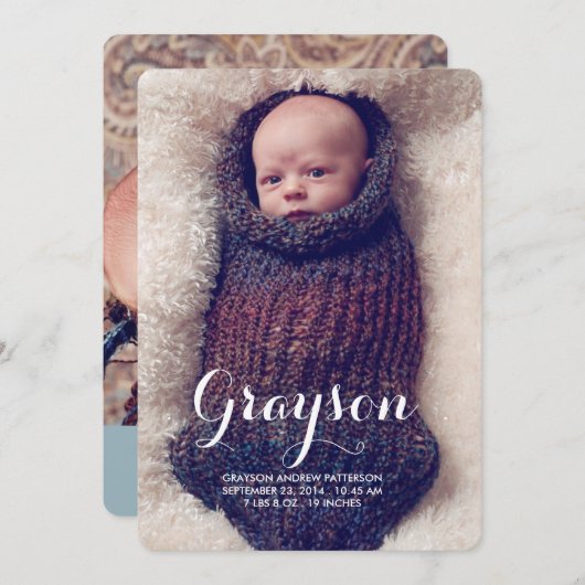 Welkom twee foto's Modern Birth Announounding Aankondiging (Voorkant / Achterkant)