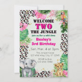 Welkom TWEE Jungle Roze 2de Verjaardag Kaart (Voorkant)