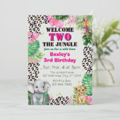 Welkom TWEE Jungle Roze 2de Verjaardag Kaart (Staand voorkant)
