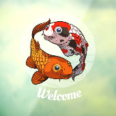 Welkom Twee Vriendelijke Koi Karper Vis Cartoon Raamsticker (Vel 3)