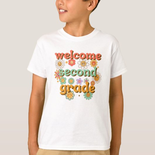 WELKOM TWEEDE KLAS TERUG NAAR SCHOOL EERSTE DAG T-SHIRT (Voorkant)
