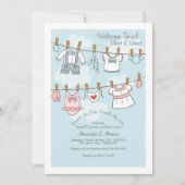 Welkom tweeling ontmoeten en begroeten uitnodiging (Voorkant)