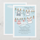 Welkom tweeling ontmoeten en begroeten uitnodiging (Voorkant / Achterkant)