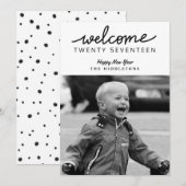 Welkom Twenty Seventeen Script Nieuwjaarsfoto Feestdagenkaart (Voorkant / Achterkant)