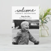 Welkom Twenty Seventeen Script Nieuwjaarsfoto Feestdagenkaart (Staand voorkant)