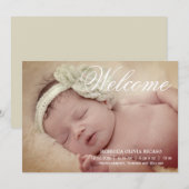 Welkom Typografie Scroll New Baby Personalized Aankondiging (Voorkant / Achterkant)