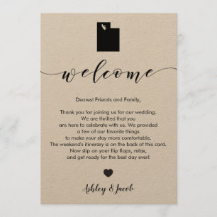 Welkom Utah Wedding-brief & reiskaart Programmakaart