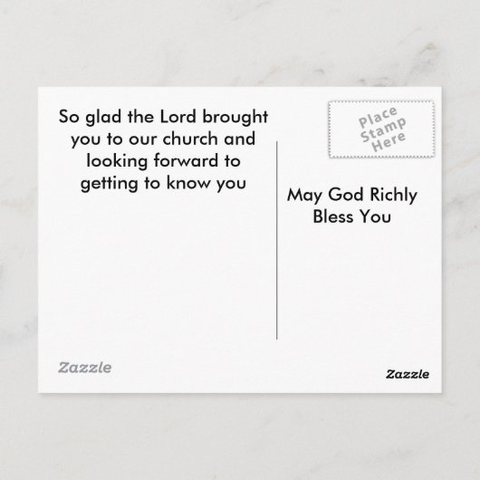 WELKOM Uw Vistors Briefkaart (Achterkant)