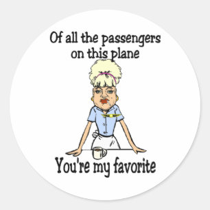 Welkom van de stewardess ronde sticker