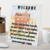 Welkom van een kopje thee reclamebord met voetstuk (Insitu)