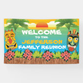 Welkom van Tiki Beach Sunset Family Reunion Spandoek (Horizontaal)