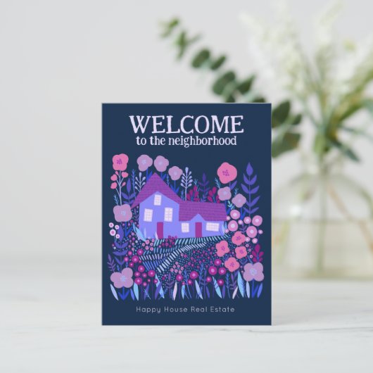 Welkom Vastgoed Marketing Boerderij Bloemen Briefkaart (Staand voorkant)