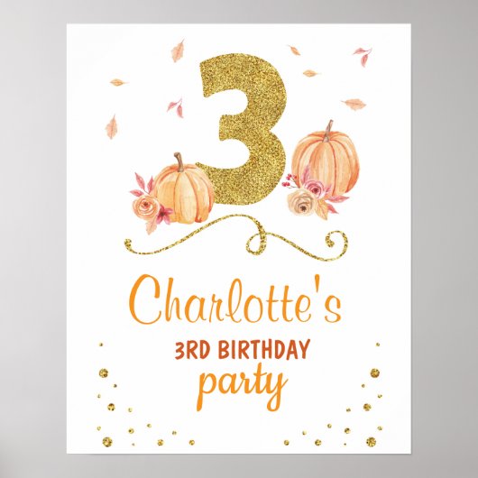 Welkom Verjaardag 3e Partij Poster Pompoen Drie (Voorkant)
