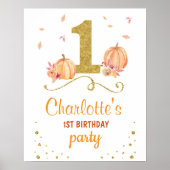 Welkom Verjaardag Party Poster Pompoen 1e Een (Voorkant)