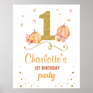 Welkom Verjaardag Party Poster Pompoen 1e Een