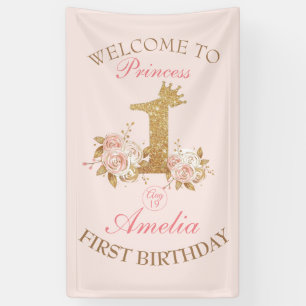 Welkom Verjaardagsfeestje Prinses 1 jaar Spandoek