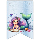 Welkom Verjaardagspartij Waterverf Zeemeermin Zee  Vlaggetjes (Derde vlag)