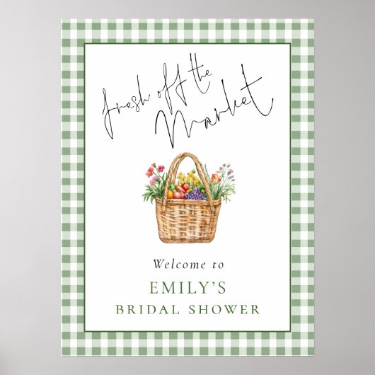 Welkom Vers van de Markt Gingham Bruidsdiner Poster (Voorkant)