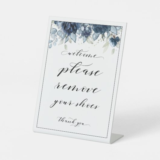 Welkom, verwijder je bord met blauwe pony's reclamebord met voetstuk (Voorkant)