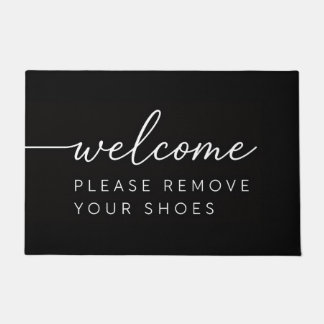 Welkom, verwijder uw schoenen zwart deurmat