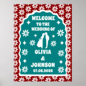 Welkom Vet Donkerrood Retro Boho Daisy Poster (Voorkant)