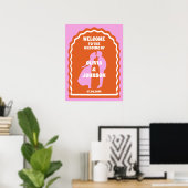 Welkom Vet Roze Sinaasappel Retro Wavy Arch Bruilo Poster (Thuiskantoor)
