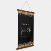 Welkom vijftigste Gold Glitter Name Black Hangend Wandkleed (Gebogen)