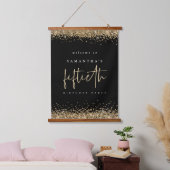 Welkom vijftigste Gold Glitter Name Black Hangend Wandkleed (Slaapkamer)