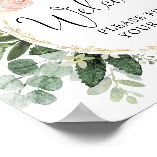 Welkom, vind uw stoelbord roze groen poster (Hoek)