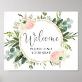 Welkom, vind uw stoelbord roze groen poster (Voorkant)