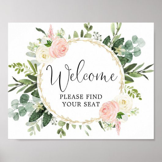 Welkom, vind uw stoelbord roze groen poster (Voorkant)