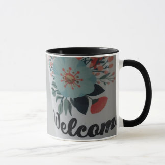 Welkom vintage bloemenmok mok