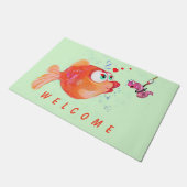 Welkom vis en worm Doormat - vun Deurmat (Schuin)