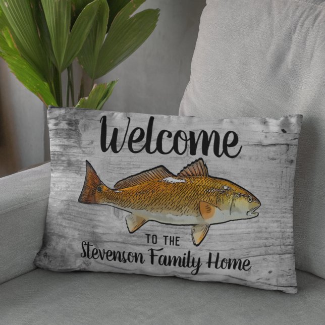 Welkom Vist roodbaarfamilie - thuiskatoen Accent Kussen (Creator heeft geüpload)