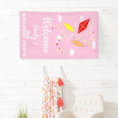 Welkom Vliegers in Sky Roze Meisje Verjaardagsfees Spandoek (Insitu)