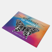 Welkom Vlinder Gepersonaliseerde Familienaam Deurmat (Schuin)