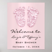Welkom Voetjes Baby Shower Nieuwe Meisje Roze Baby Poster (Voorkant)