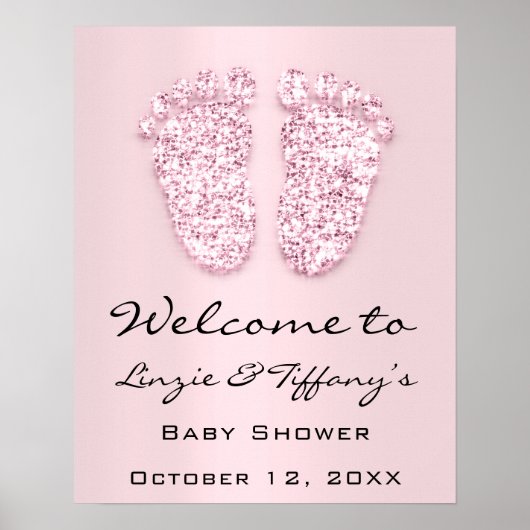 Welkom Voetjes Baby Shower Nieuwe Meisje Roze Baby Poster (Voorkant)