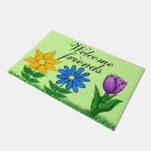 Welkom Vrienden Bloemenvloerkleden Deurmat (Schuin)