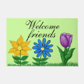 Welkom Vrienden Bloemenvloerkleden Deurmat (Voorkant)