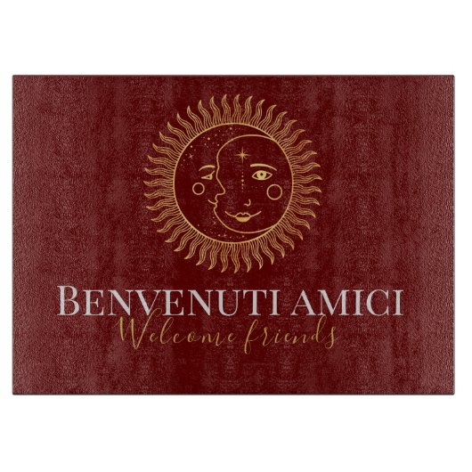 Welkom vrienden Engels / Italiaans Charcuterie Snijplank (Voorkant)